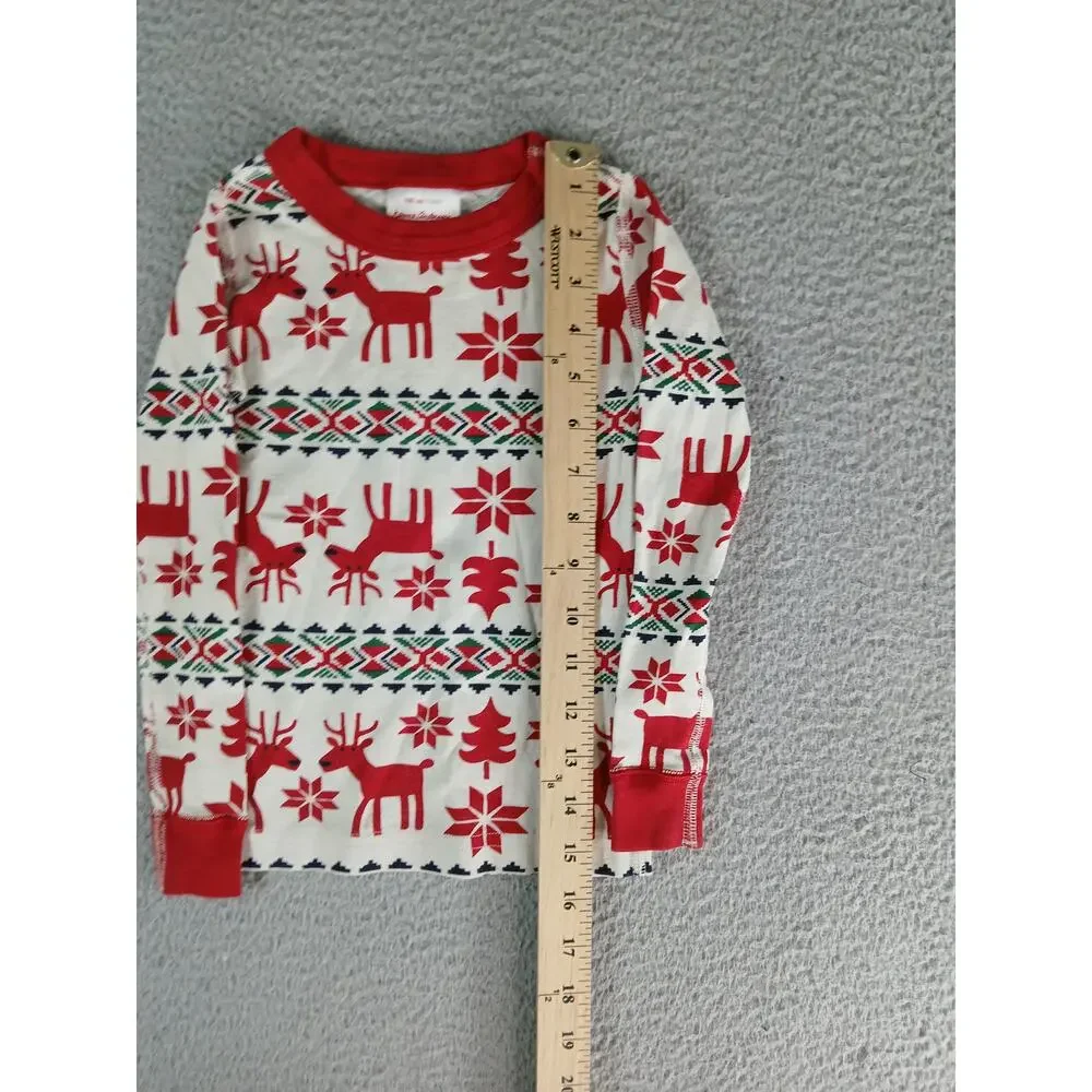 Hanna Andersson Pajama Set Kids 100cm 4 Red Christmas Reindeer Organic Cotton